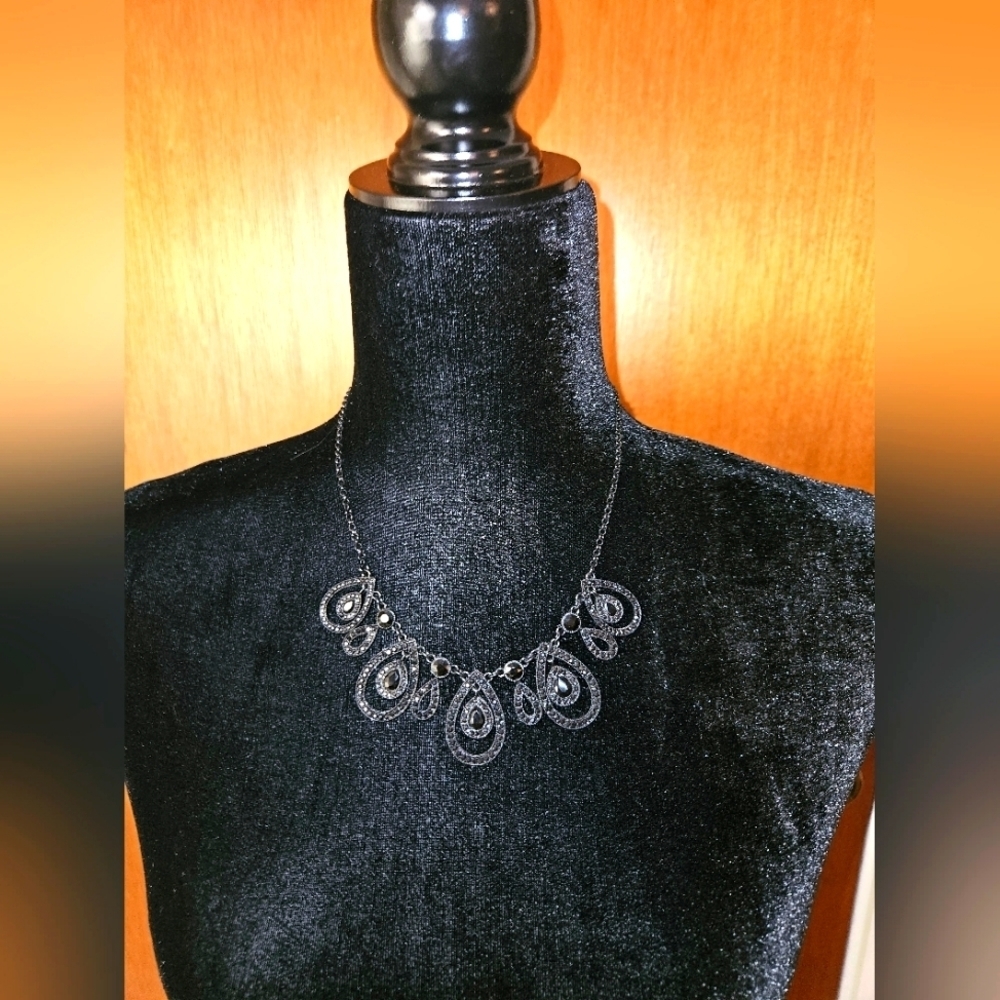 Vintage Black Crystal Necklace
